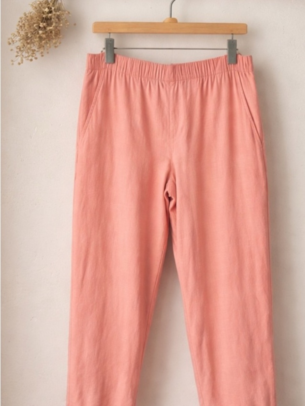 Lou & Grey Wide-Leg Coral Linen Pants L